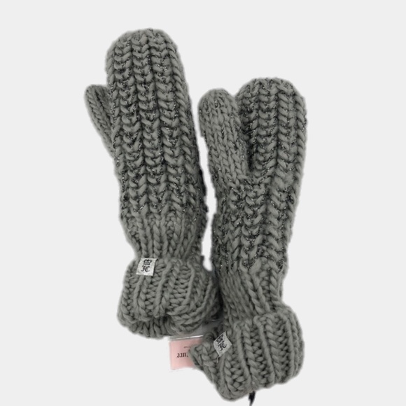 JUICY COUTURE Women’s Gray Lurex Knit Mittens - Picture 2 of 5